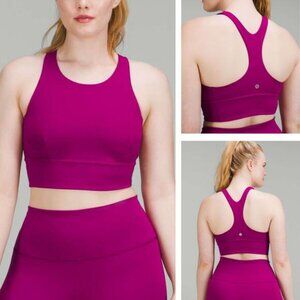 LULULEMON Wunder Train Long-Line Bra Medium Support C/D Cups Sz 6 Magenta Purple
